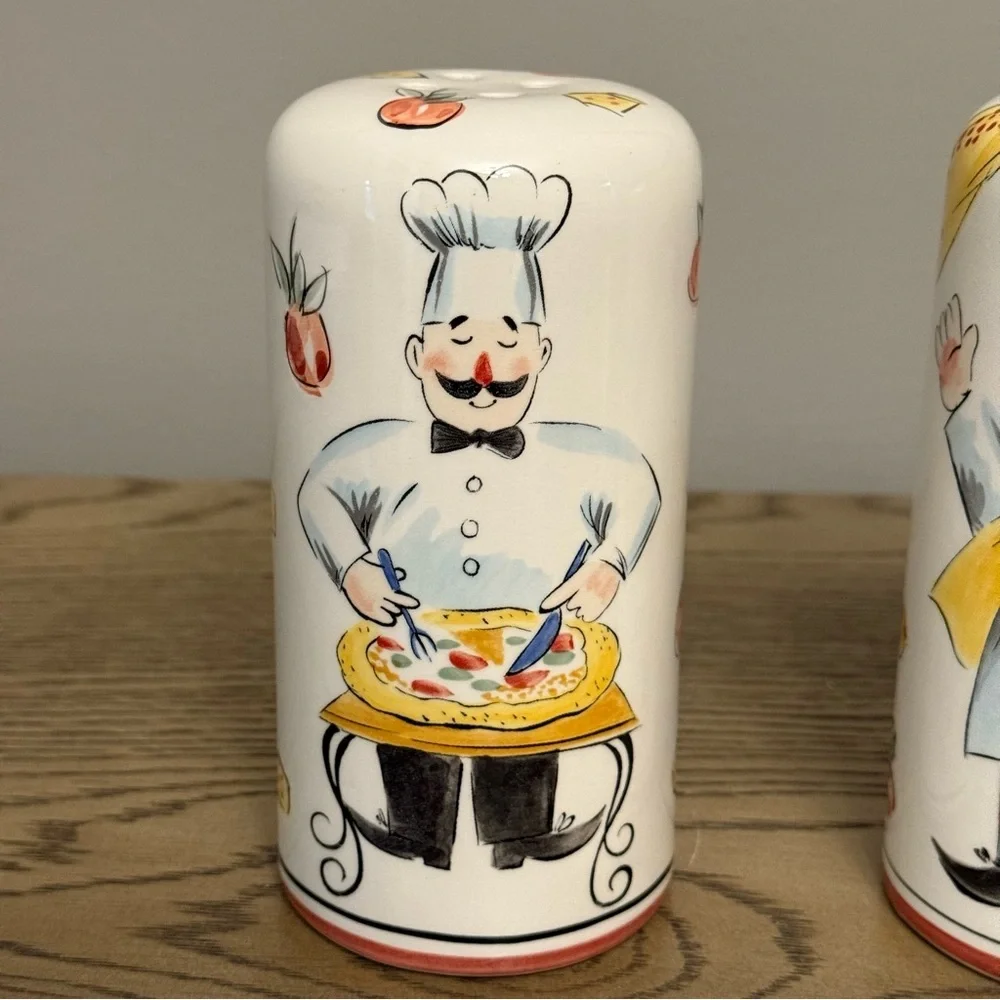 Vintage Ceramic Classic Parmesan Cheese & Hot Pepper Flake Shaker Jars